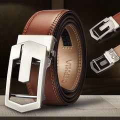 Men's Casual Cowhide Leather Belt with Removable Buckle