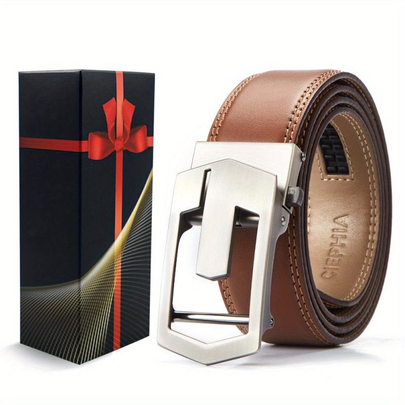 Men's Casual Cowhide Leather Belt with Removable Buckle