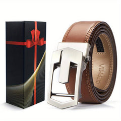 Men's Casual Cowhide Leather Belt with Removable Buckle