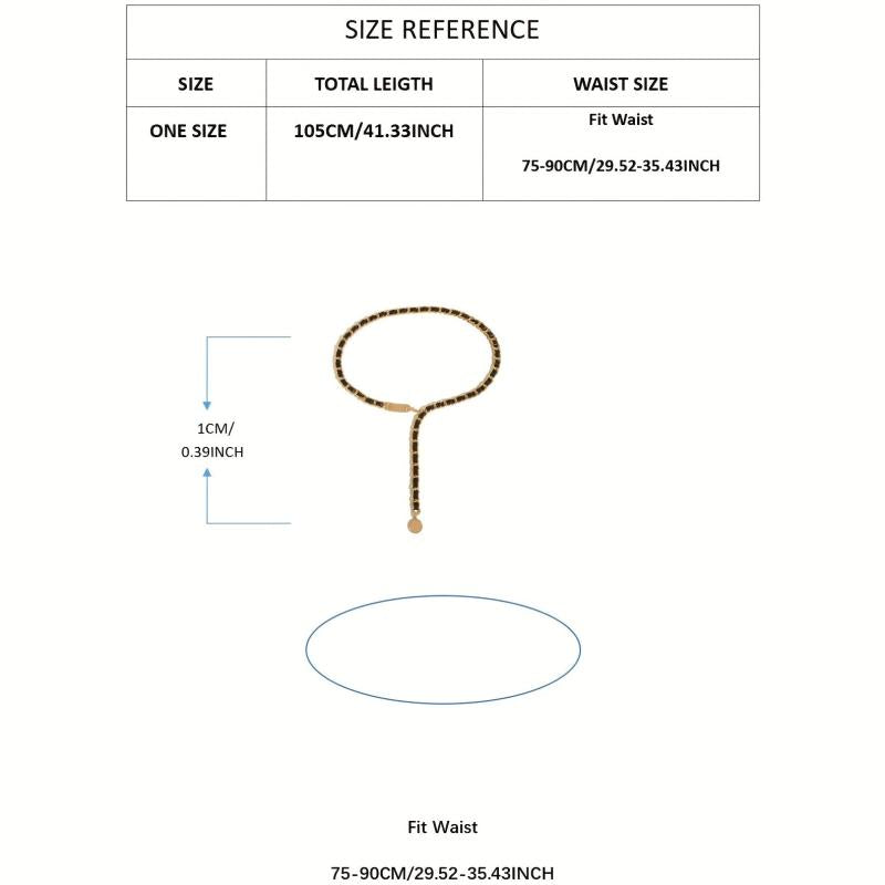 Golden Pendant Braided Belt Metal Chain Waistband Women Dress Girdle