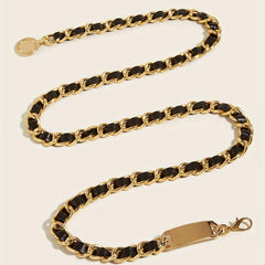 Golden Pendant Braided Belt Metal Chain Waistband Women Dress Girdle