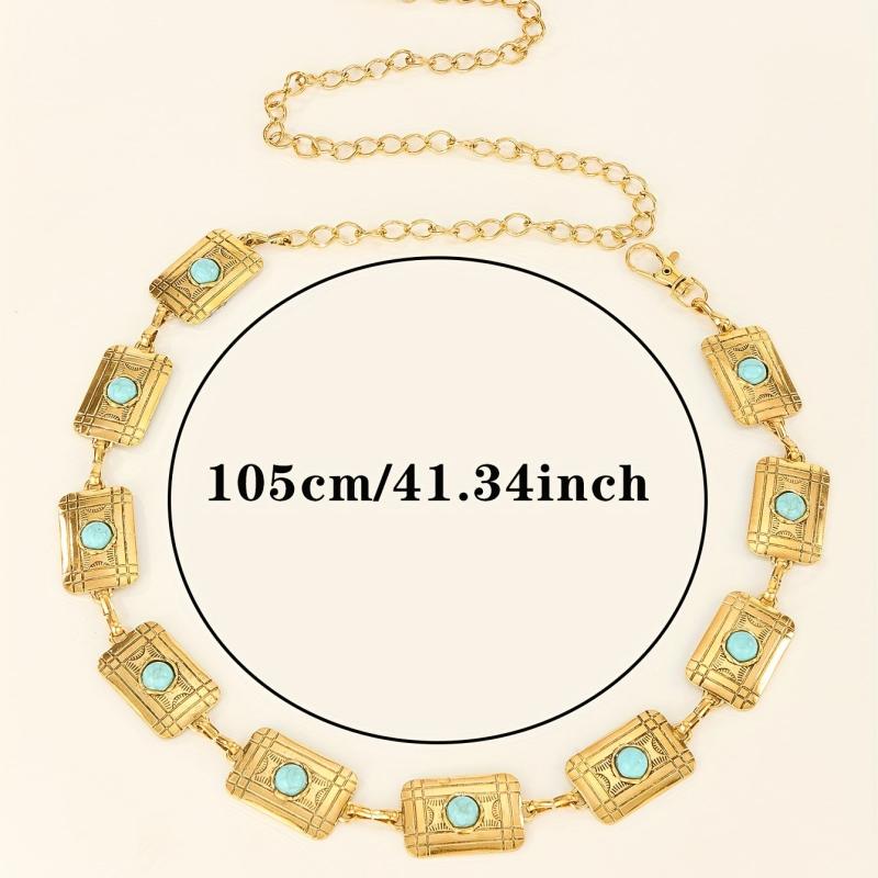 Vintage Embossed Turquoise Chain Copper Waist Chain