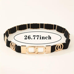 Golden Double Circle Elastic Belt Braided Thin Waistband for Women