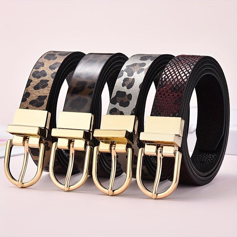 Leopard Print PU Belt Oval Pin Buckle Animal Pattern Belt
