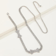 Rhinestone Bow Waist Chain Sexy Body Chain