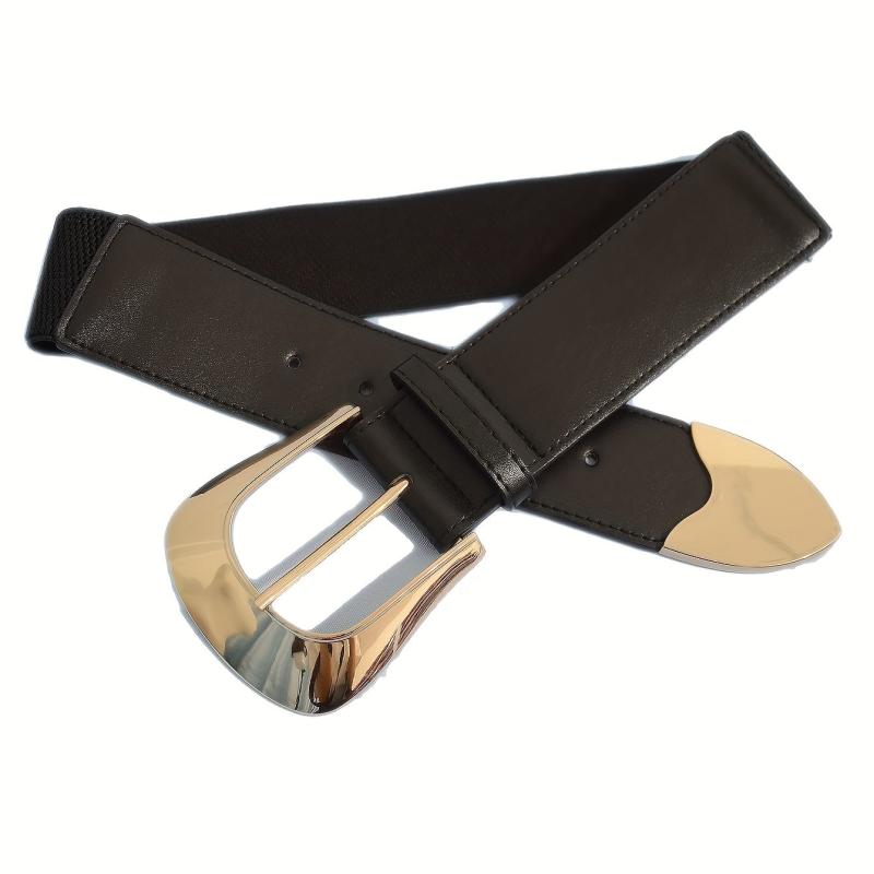 Elastic Waistband Dress Girdle Belt Golden Pin Buckle