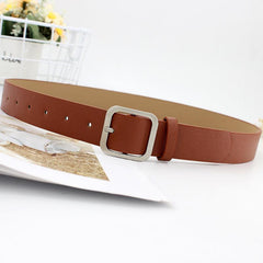 Rectangle Buckle Vintage Style PU Leather Belt for Women