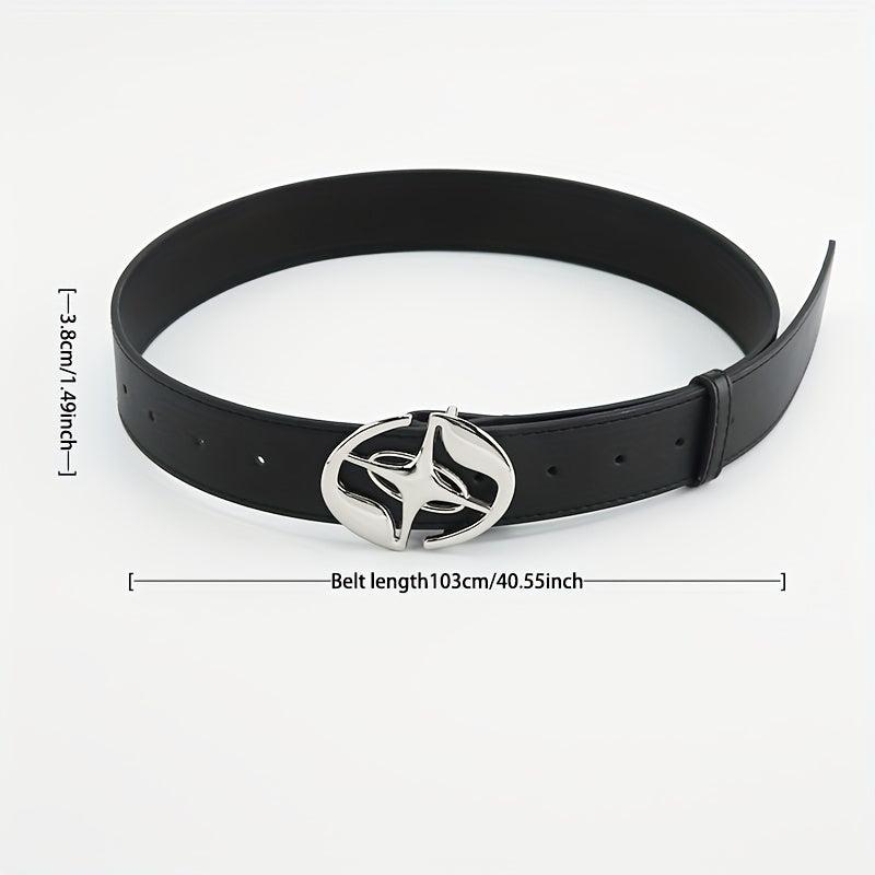 Oval Cross Metal Buckle Belt Casual Jeans Belt Unisex