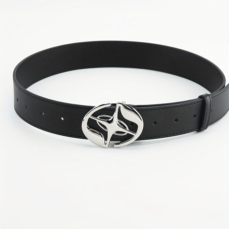 Oval Cross Metal Buckle Belt Casual Jeans Belt Unisex