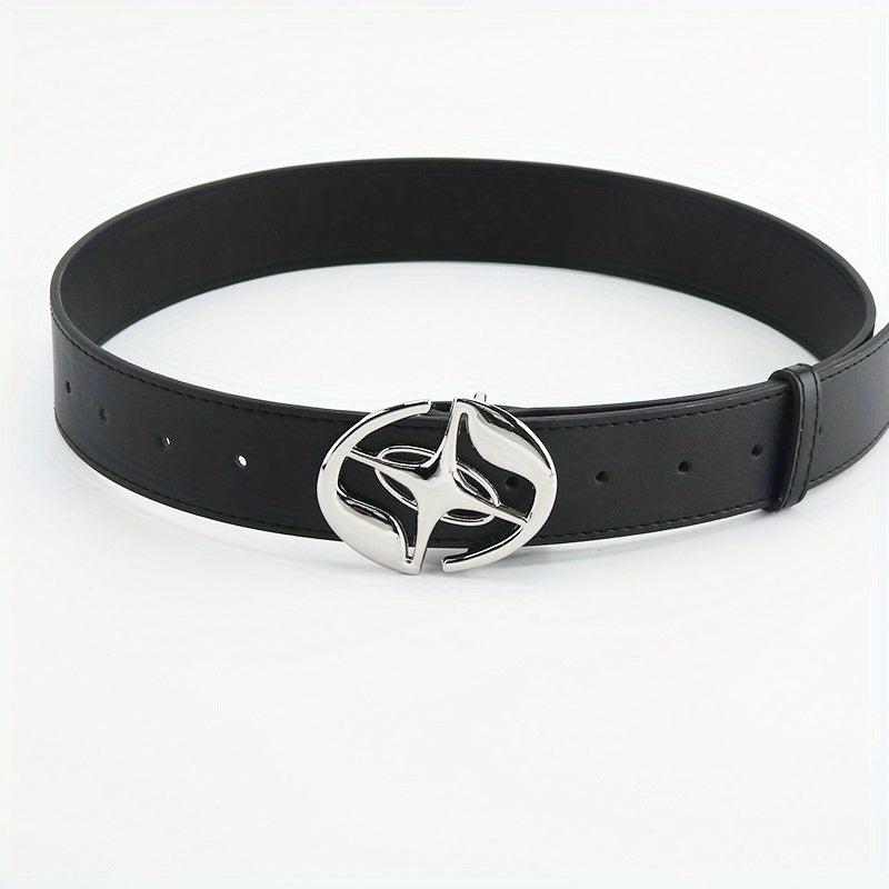 Oval Cross Metal Buckle Belt Casual Jeans Belt Unisex