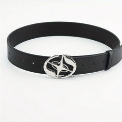 Oval Cross Metal Buckle Belt Casual Jeans Belt Unisex