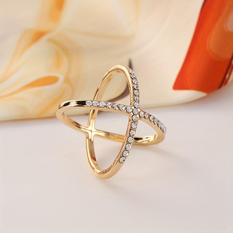 Rhinestone Cross Ring Scarf Buckle Geometric Knit Shawl Clothes Clip Women