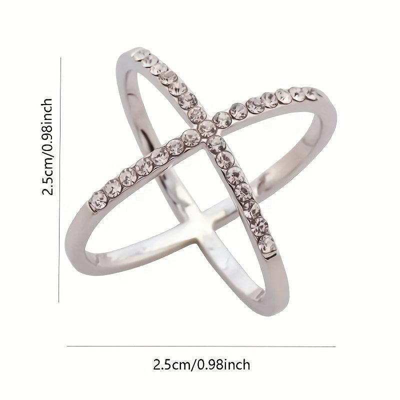 Rhinestone Cross Ring Scarf Buckle Geometric Knit Shawl Clothes Clip Women