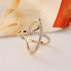 Rhinestone Cross Ring Scarf Buckle Geometric Knit Shawl Clothes Clip Women