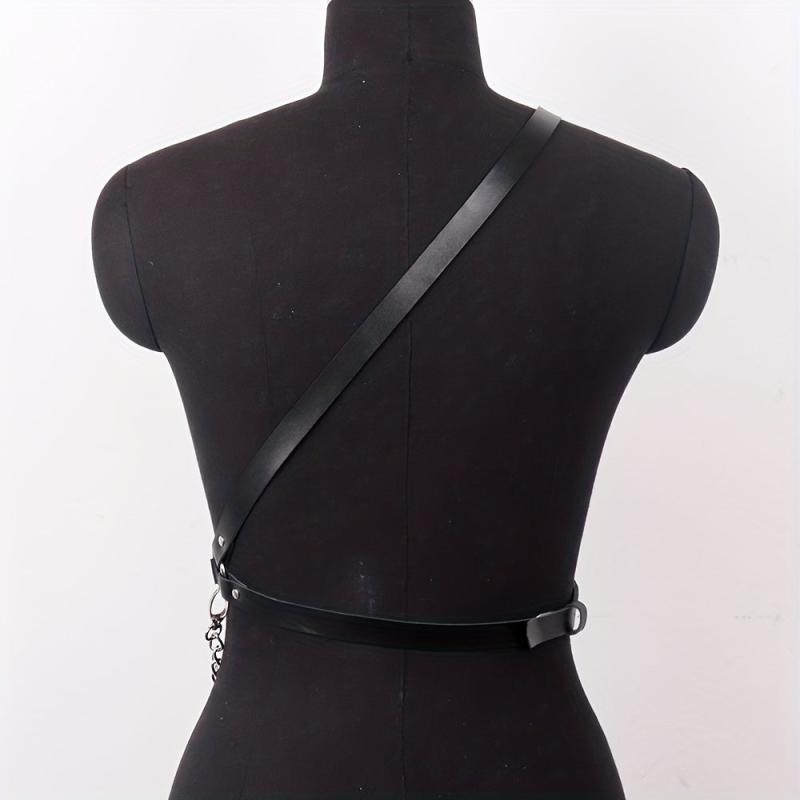 Chain Tassel Harness Belt PU Leather Waistband Body Harness