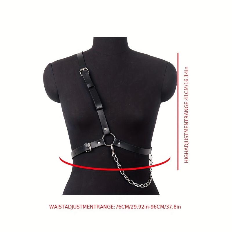 Chain Tassel Harness Belt PU Leather Waistband Body Harness