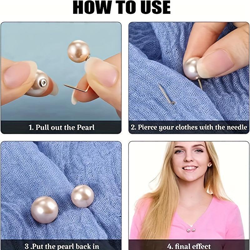 3pcs Faux Pearl Waist Brooch Set Pin Buckle Tightening Waistband