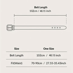 Beige PU Leather Belt with Metal Buckle for Women