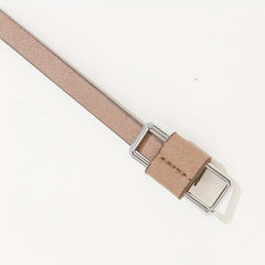 Beige PU Leather Belt with Metal Buckle for Women
