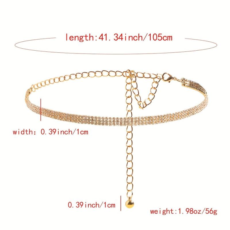 Rhinestone Metal Waist Chain Sparkling Belly Chain Belt for Women