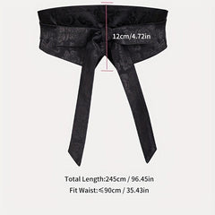 Rose Jacquard Wide Belt Chinese Style Hanfu Waistband
