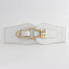 Vintage Elastic Wide Belt Metal Buckle Waist Belt For Dresses