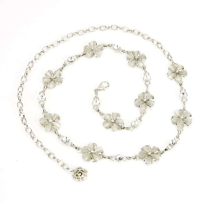 Rhinestone Flower Waist Chain for Women