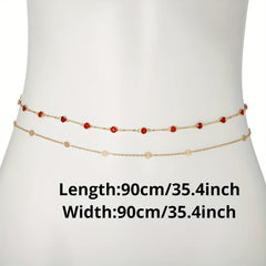Rhinestone Thin Waist Golden Double Layer Metal Belly Chain Body Jewelry