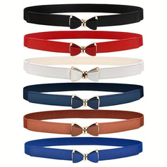 Bowknot Buckle Thin Belt Solid Waist Belt Classic Girdle for Women