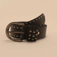 Vintage Oval Pin Buckle Belt PU Leather Rivet Jeans Pants Belt For Women