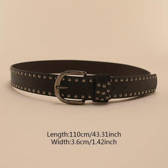 Vintage Oval Pin Buckle Belt PU Leather Rivet Jeans Pants Belt For Women