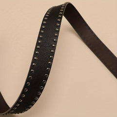 Vintage Oval Pin Buckle Belt PU Leather Rivet Jeans Pants Belt For Women