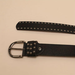 Vintage Oval Pin Buckle Belt PU Leather Rivet Jeans Pants Belt For Women