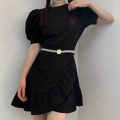 Elastic Waist Chain Sunflower Decor Hollow Out Belly Chain Girdle