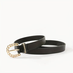 Braided Hollow Out Buckle Belt PU Leather Thin Belt Casual Pants Belt