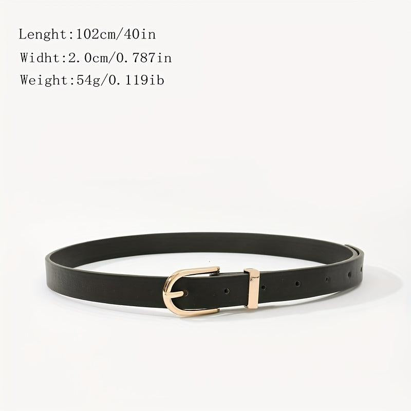 Golden Oval Pin Buckle Belt PU Leather Thin Belt Dress Girdle For Women