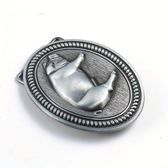 Wild Boar Oval Belt Buckle Vintage Metal Clasp Zodiac Animal Jeans Accessory