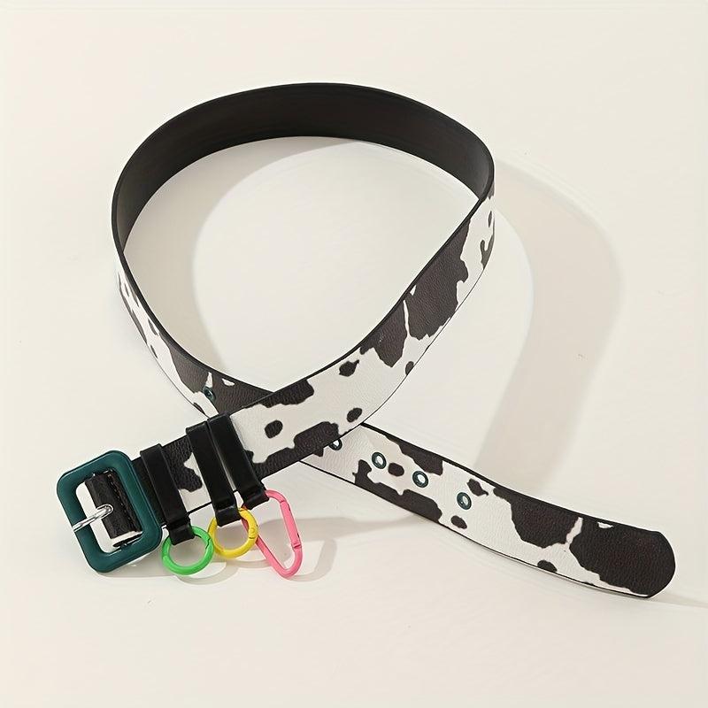 Cow Print Belt PU Leather Y2K Waistband Jeans Pants Belt Women