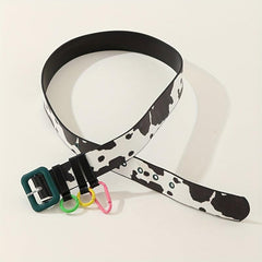 Cow Print Belt PU Leather Y2K Waistband Jeans Pants Belt Women