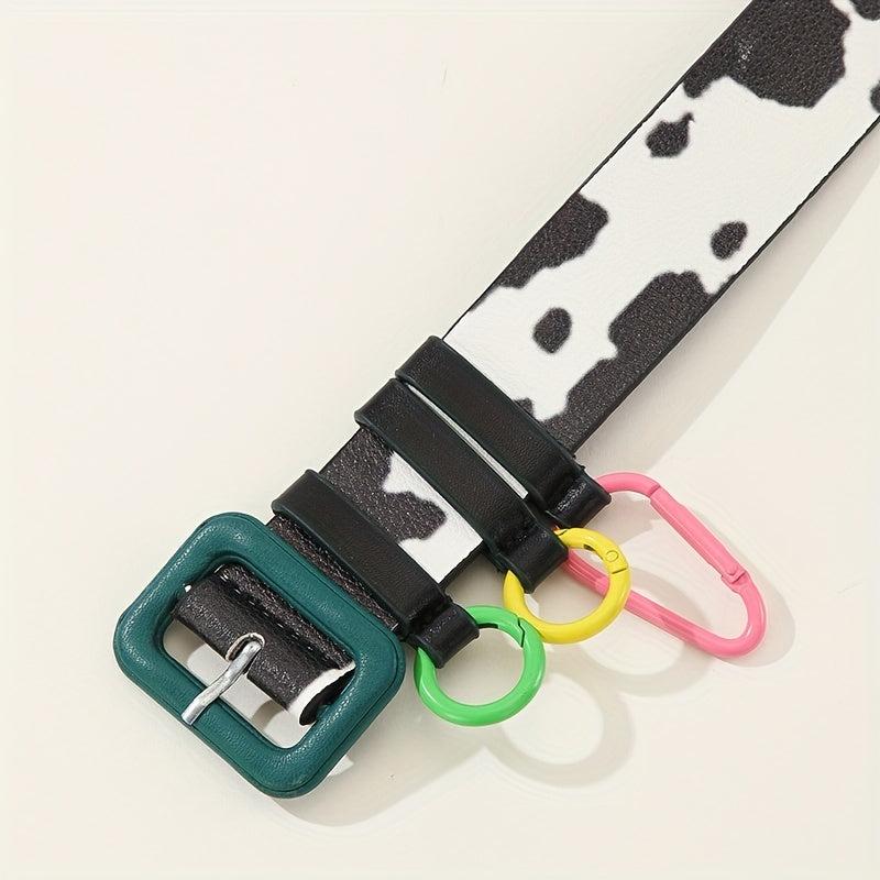 Cow Print Belt PU Leather Y2K Waistband Jeans Pants Belt Women