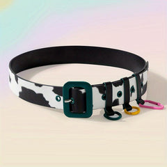 Cow Print Belt PU Leather Y2K Waistband Jeans Pants Belt Women