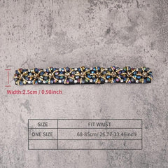 Colorful Rhinestone Flower Belt Women Elastic Thin Belts Waistband