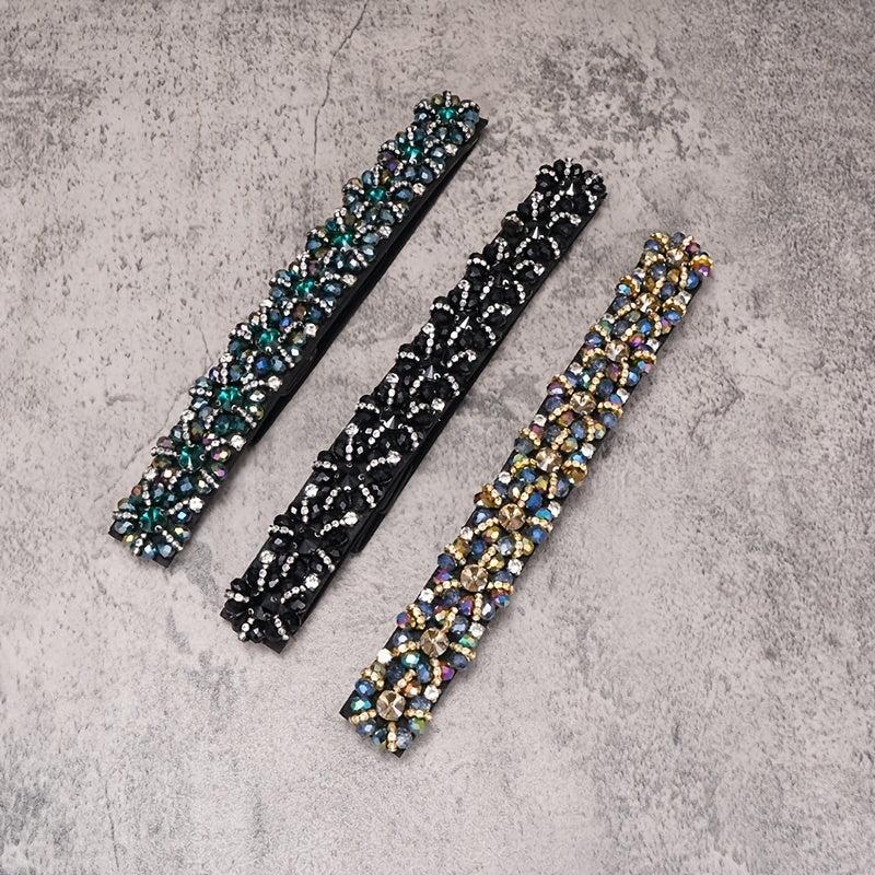 Colorful Rhinestone Flower Belt Women Elastic Thin Belts Waistband