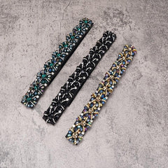 Colorful Rhinestone Flower Belt Women Elastic Thin Belts Waistband