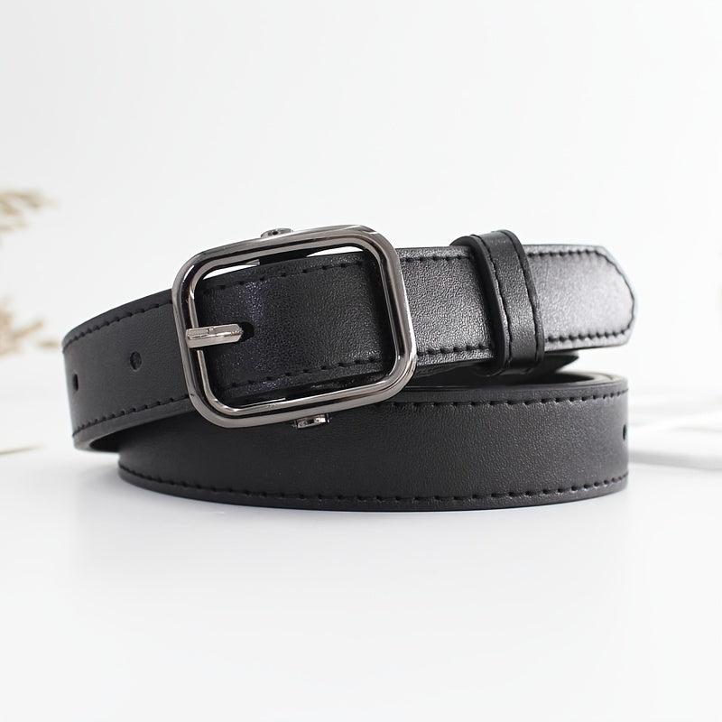 Square Pin Buckle Belt Unisex PU Leather Casual Belt Jeans Pants Belt