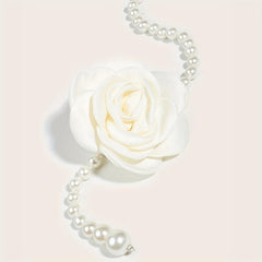 Camellia Decor Waist Chain Faux Pearl Pendant Chain Belt Dress Girdle
