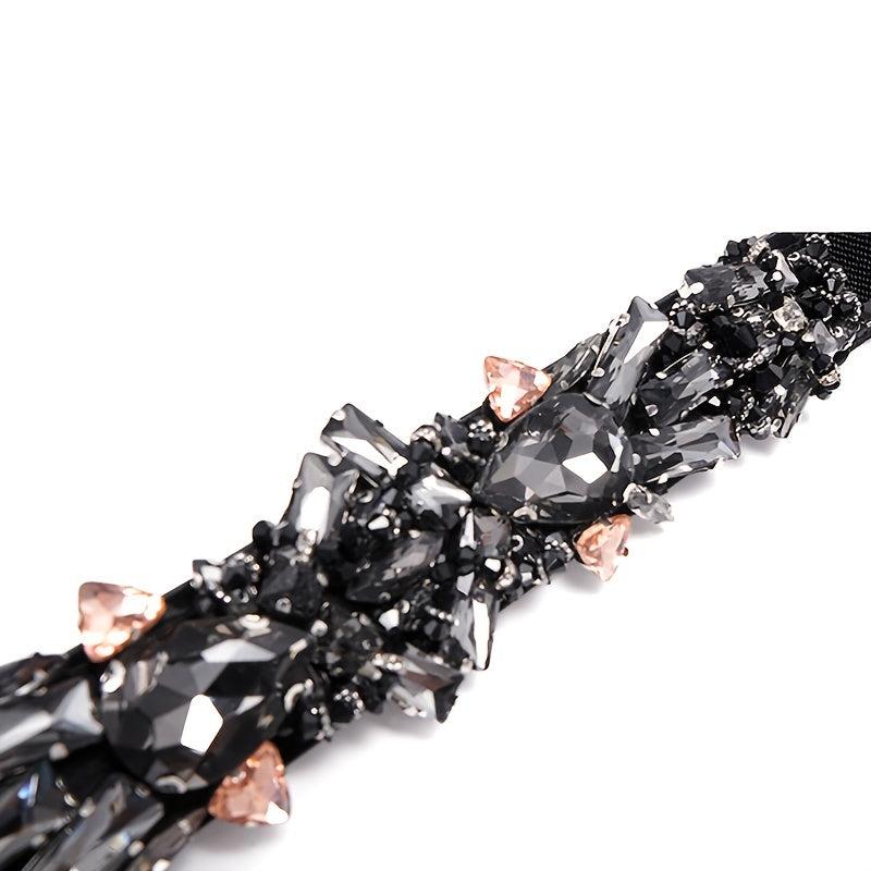 Rhinestone Elastic Band Waist Belt for Women's Suit Coat Dress