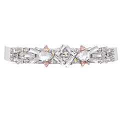 Rhinestone Elastic Band Waist Belt for Women's Suit Coat Dress