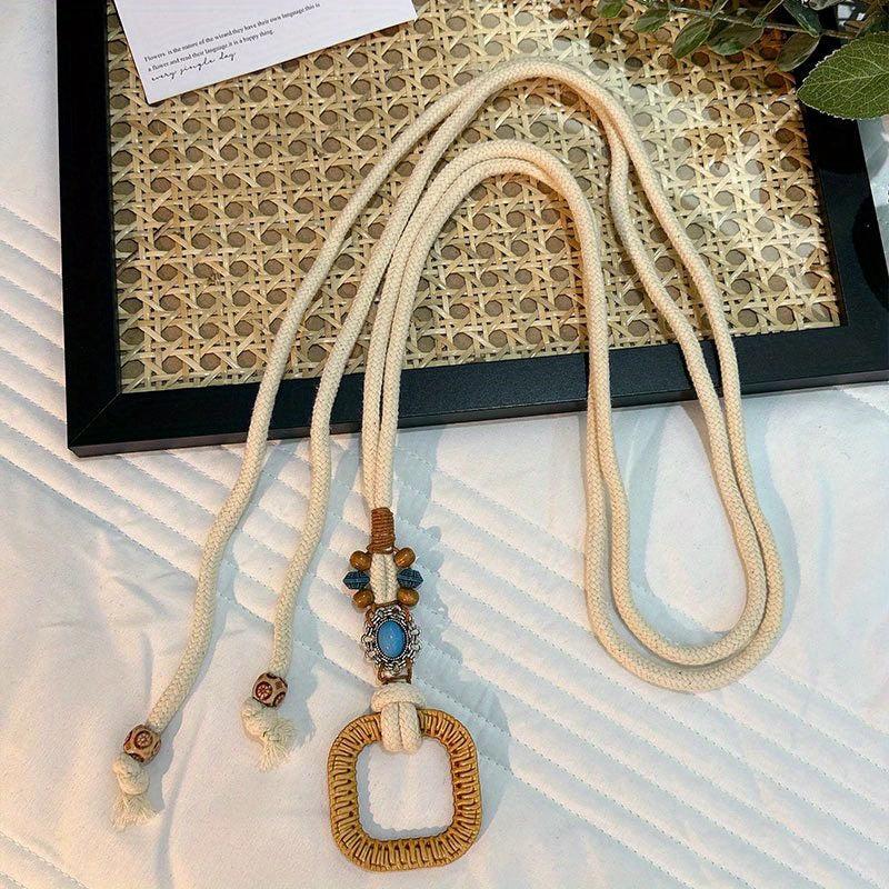 Bohemian Beaded Rope Belt Vintage Lace Up Waistband