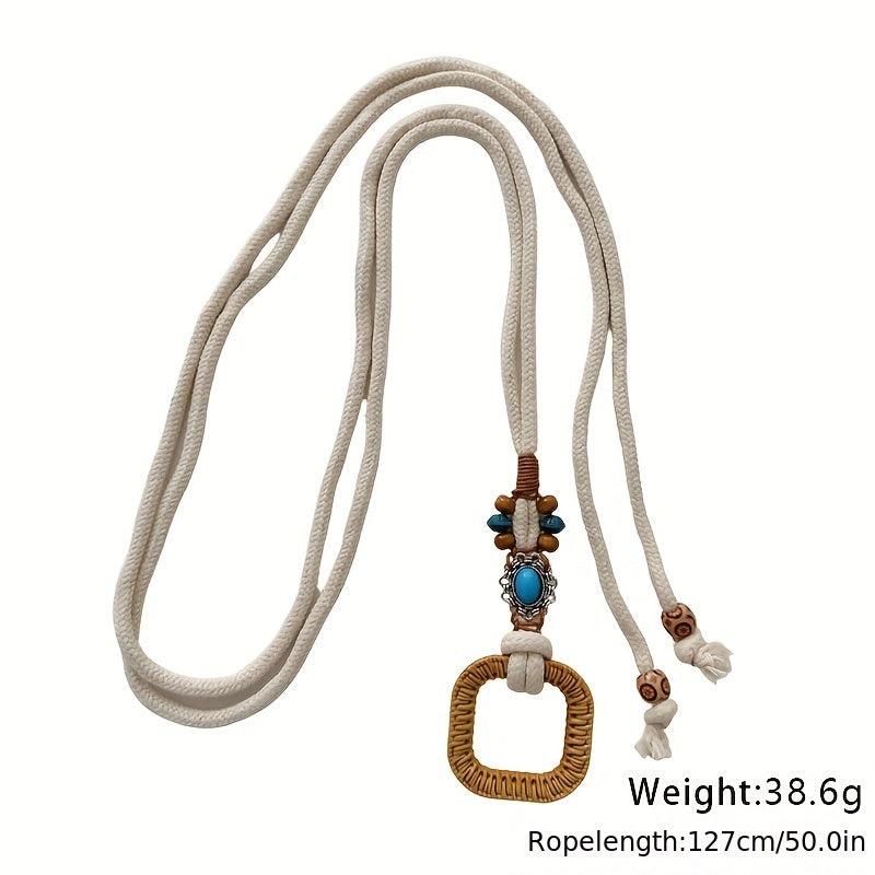 Bohemian Beaded Rope Belt Vintage Lace Up Waistband